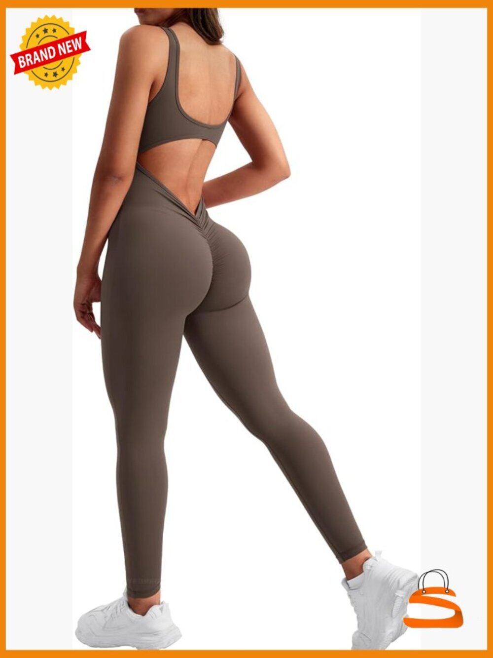Sleeveless Backless V Neck Scrunch Bodycon Jumpsuit